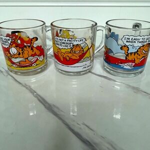 Vintage Garfield McDonald's Glass Mug Set 1978 Jim Davis Collection